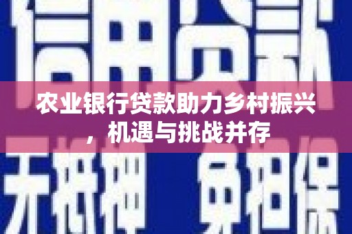 歙县农业银行贷款助力乡村振兴，机遇与挑战并存